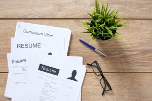 A pile of resumes